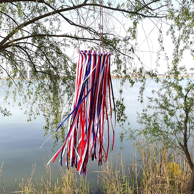 Satin Ribbon Windsock Streamer, Outdoor Decorations for Your Patio, Garden, Yard, Dock and Camper, 41-Inch, WS41-LBH