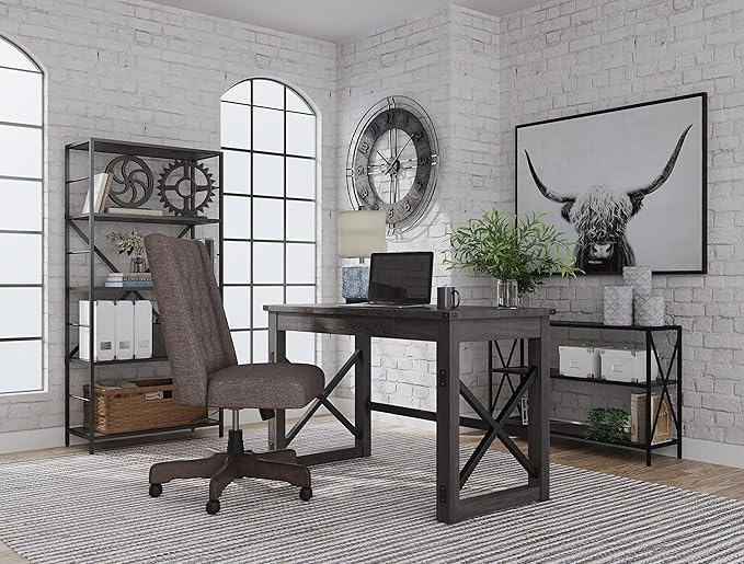 Signature Design by Ashley Freedan Modern Industrial Home Office Writing Desk, Dark Gray