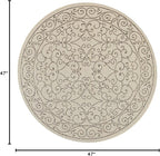 JONATHAN Y Vintage Filigree Indoor Outdoor Round Area Rug 4 Ft Beige/Brown, Charleston Textured Weave for Backyard, Patio, Porch, Easy-Cleaning, High Traffic, Pet-Friendly, Non-Shedding (SMB106A-4R)