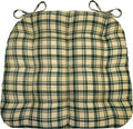 Barnett Home Decor Dining Chair Pad with Ties Montgomery Green Plaid - Size Medium 16.5 x 18 16.5 x 18 - Latex Foam Fill Cushion, Reversible, Machine Washable - Green Natural Tartan