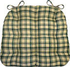 Barnett Home Decor Dining Chair Pad with Ties Montgomery Green Plaid - Size Medium 16.5 x 18 16.5 x 18 - Latex Foam Fill Cushion, Reversible, Machine Washable - Green Natural Tartan