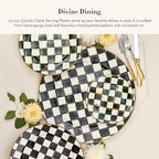 MACKENZIE-CHILDS Enamel Serving Platter, Decorative Serving Platter for Food, 16 Inches, Black-and-White Courtly Check