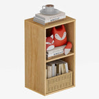 Book Shelf, Wooden Cube Storage Organizer with 11" Open Cubes, Stackable Modular Bookcase for Room Divider Storage, 2 Tier Bookshelf for Living Room, Bedroom, Office (Oak, 2-Cube)