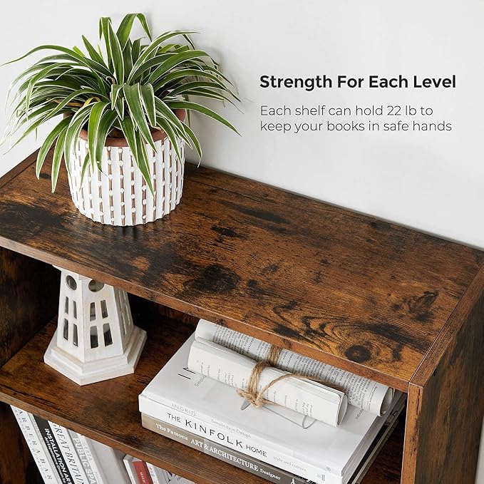 VASAGLE Bookshelf, 23.6 Inches Wide, 4-Tier Open Bookcase with Adjustable Storage Shelves, Floor Standing Unit, Rustic Brown ULBC164X01