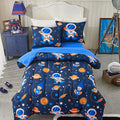 Space Navy Twin XL Comforter Sets for Boys Girls Kids Teen 5 Pieces Bed in a Bag Galaxy Astronaut Comforter with Sheet Sets Dorm Bedding Set