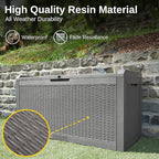 EAST OAK Outdoor Storage Box, 100 Gallon Deck Box, Waterproof Resin Storage Bench for Patio Cushions, Gardening Tools, Pool Accessories, Lockable, UV Resistant, Grey