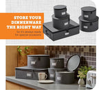 storageLAB 5-Piece Premium China Storage Set | Plates & Mugs | Gray | Full china set for 12 - 4 plate cases + mug case, flip-top lid. Hard shell, felt dividers, stackable, easy access.