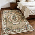 Luxury Soft Rustic Floral Area Rugs Washable Elegant Non Slip Accent Floor Rugs Carpet for Nursery Bedroom, 4' x 6', Beige Garden