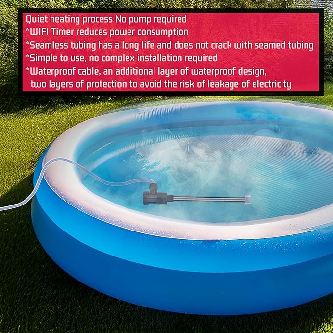 1800W Submersible Water Heater Portable Electric Hot Tub and Pool Immersion Water Heater with Temp Control, WiFi Timer for Bathtub, Spa, swimming pool, Above Ground Pool And baptismal pool