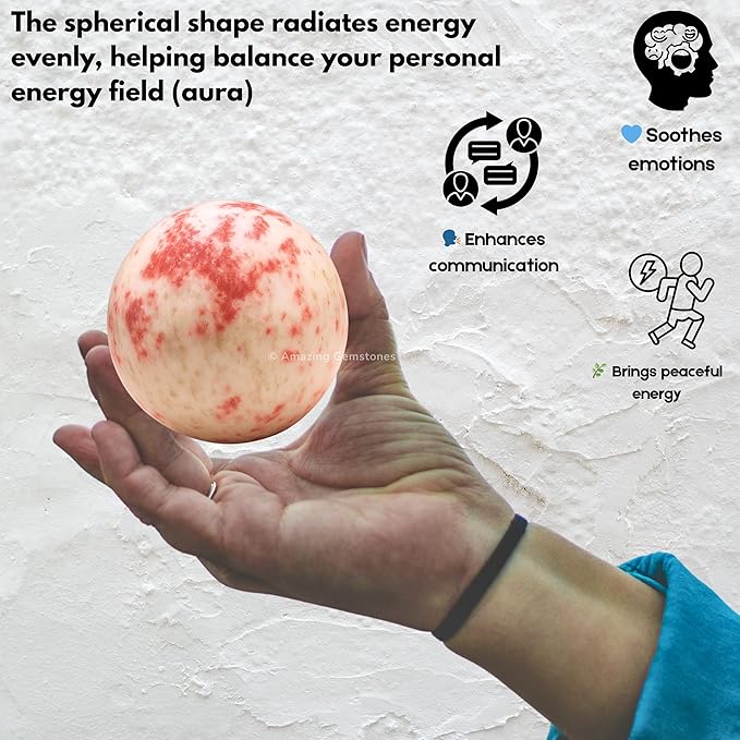 Amazing Gemstone Cinnabarite Crystal Ball with Stand - 2 Inches Crystal Sphere Meditation Balls for Witchcraft and Decorative Balls