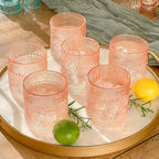 Kate Aspen Rose Gold Cups Pink Hobnail Beaded Drinking Glasses Set of 6-10 oz Vintage Glassware Set Cocktail Glass Set, Juice Glass, Water Cups | Makes A Great Hostess Gift, Gift for New Home Owners
