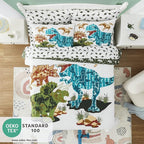 KALEIDOSPACE Gilrs Boys Bedding Sets Twin, 5 Piece Glow in The Dark Dinosaur Bed in A Bag-1 Comforter,1 Pillow Sham, 1 Pillowcase, 1 Flat Sheet, 1 Fitted Sheet