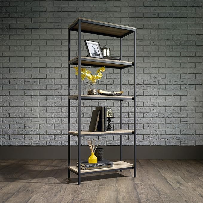 Sauder North Avenue Tall Bookcase/Bookshelf, for TVs up to 36", Charter Oak finish