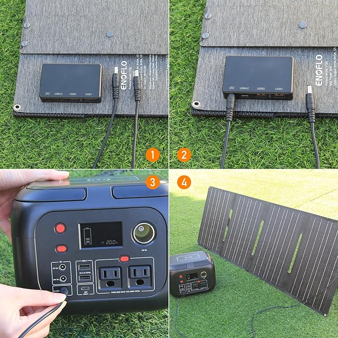 60W YT60 Solar Panel Charger Solar Battery High Efficiency Camping Waterproof IP68 Solar Panel with USB and DC Outputs for Portable Power Station,Power Bank, Phone, Laptop