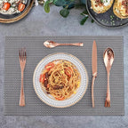Lemeya 24-Piece Rose Gold Silverware Set for 6,18/10 Stainless Steel Cutlery Set with Forged Stand Knife,Modern Flatware Utensils Set,Forks Spoons and Knives Set,Mirror Polished,Dishwasher Safe