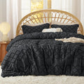 Bedsure Full Size Comforter Set - Black Comforter, Boho Tufted Shabby Chic Bedding Comforter Set, 3 Pieces Vintage Farmhouse Bed Set for All Seasons, Fluffy Soft Bedding Set with 2 Pillow Shams