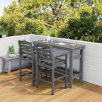 SERWALL Outdoor Bar Set - 4 Adirondack Bar Chairs & Bar Height Table with 1.6" Umbrella Hole, All-Weather HDPE Patio Furniture for Poolside, Backyard, Garden - Grey