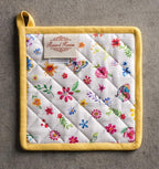 Maison d' Hermine Pot Holders 100% Cotton Potholders (8" x 8", Pack of 2) | Heat Resistant Hot Pads with Loop BBQ Cooking Farmhouse Kitchen Handling Hot Pans Spring Summer - Happy Florals - Sweety