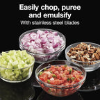Proctor Silex Durable Electric Vegetable Chopper & Mini Food Processor | 3.5 Cup Bowl | 2 Speeds For Chopping, Puree & Emulsify | Stacking Design For Easy-Assembly | 350 Watts | Silver | 72870