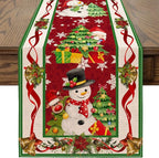 Christmas Table Runner 108 Inches Long Snowflake Buffalo Plaid Table Runner Christmas Theme Holiday Xmax Snowman Gnome Christmas Table Runner for Kitchen Dining Table Home Party Decorations