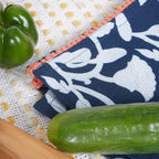 Printed Kitchen Dish Bar and Tea Towels Cotton, 18x28 inch with Trims, Cotton Dish Towel Sets (Allover Blue, Set of 6)