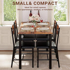 IRONCK Dining Table Set for 4, Rustic Brown | Wood Kitchen Table with Upholstered Chairs for Kitchen Room and Small Spaces