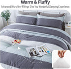 Andency Stripe Comforter Set Full Size (79x90 Inch), 3 Pieces Mint Green Patchwork Striped Comforter, Soft Microfiber Down Alternative Comforter Bedding Set with Corner Loops