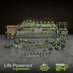 Greenworks 48V (2x24V) All-in-One Cordless Combo - 20" Push Lawn Mower, 12" String Trimmer, 320 CFM Leaf Blower & 3/8" 18 GA Crown Stapler
