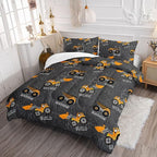 Datura home Construction Truck Comforter Set for Boys Kids Children,Machinery Excavators Vehicles Tractor Bedding Set with 1 Comforter and 2 Pillowcases(Brown Truck Full), Full 80x90inches