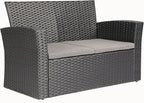 4 Pieces Outdoor Furniture Complete Patio Cushion Wicker P.E Rattan Garden Set, Full, Black