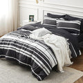 Bedsure Bed in a Bag Twin Size 5 Pieces, Black White Striped Bedding Comforter Sets All Season Bed Set with 1 Pillow Sham, Flat Sheet, Fitted Sheet and 1 Pillowcase