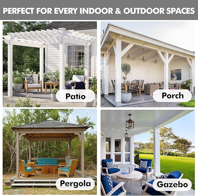 HolidayIdeas 4 Panels Linen Outdoor Curtains for Patio Waterproof Cream Outside Curtains 120 inch Long-Indoor/Outdoor Gazebo Curtains Weatherproof, Privacy for Pergola, Porch, Cabana 54"x120"