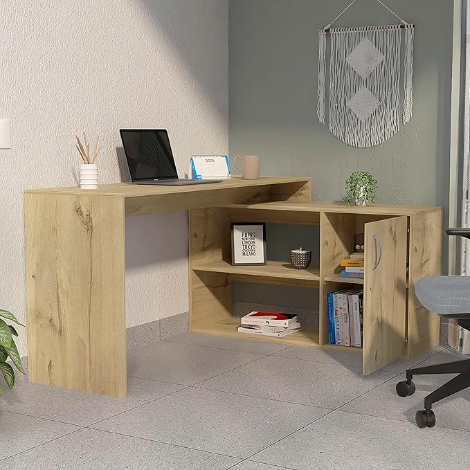 NicBex Kimberly-DW-00044-LWJ Home Office Desks, 45.86"x59.64"x30.11", Light Oak