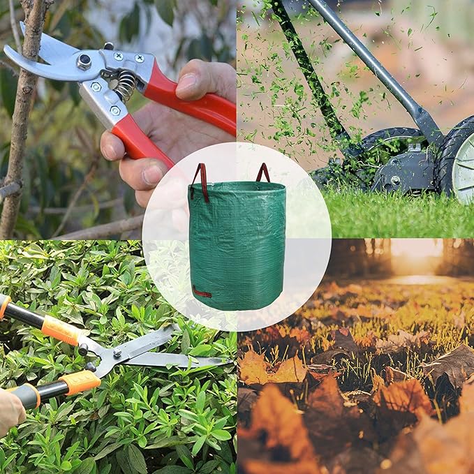 PHYEX Professional 4-Pack 132 Gallon Gardening Bags for Lawn Yard, Extra Large Reusable Leaf Bags, Waste and Trash Container