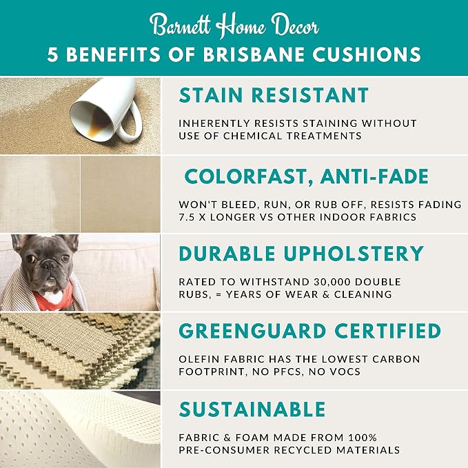 Barnett Home Decor Hayden Chair Cushions, Size Medium, Pack of 2 – Beige (Natural) – Linen Look
