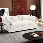 Ihanherry 111.4" L Shaped Modern Sofa Modular Sectional Cloud Couch with Ottoman, 4-Seat Chenille Deep Seat Sofa with Pillow for Living Room, Bedroom and Apartment, Beige
