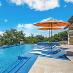 Midtown Umbrellas Push Pop Sunbrella Umbrella 8 Feet Outdoor Umbrella in Canvas Tuscan Acrylic Fabric - Patio, Backyard, Garden, Picnic Table & Pool - Black Pole