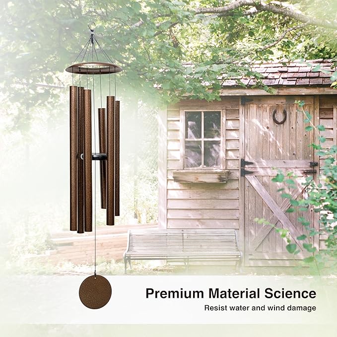 44 Inch Wind Chimes for Outside Deep Tone Sound Like Church Bell Rings Memorial Mother Day Copper Vein 1pcs Thickness of Tube is 2.8mm Taiwan Made