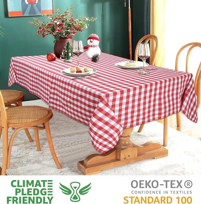 Urban Villa Tablecloth Cotton Tabletop 60x102 (8-10 Seat) Red/White Checks