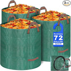 Remiawy Reusable Yard Waste Bags, 3 Packs 72 Gallons Lawn and Leaf Garden Bags with Reinforced Carry Handles Heavy Duty Garden Waste Bags Camping Yard Recycling Trash Bags for Debris Leaves Grass