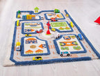 IVI Thick 3D Childrens Play Mat & Rug in A Colorful Town Design for Kids with Soccer Field, Car Park & Roads, Blue, 32 x 45 inches