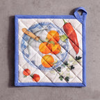Maison d' Hermine Pot Holders 100% Cotton Potholders (8" x 8", Pack of 2) | Heat Resistant Hot Pads with Loop BBQ Cooking Baking Farmhouse Kitchen Handling Hot Pans Spring Summer - Gourmand