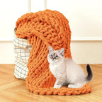 Admitrack Chunky Knit Blanket Throw, 100% Hand Knit Chenille Throw Blanket for Sofa & Home Decor, Soft and Cozy Knitted Throw Blankets (Orange, 51"x63")