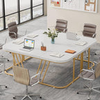 63 inches Executive Desk, Home Office Computer Desk, Modern Large Conference Table with Gold Metal Frame, Bussiness Furniture for Work Writing