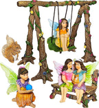 Mood Lab Fairy Garden - Accessories Kit with Miniature Figurines - Swing Set of 6 pcs - for Outdoor or House Decor