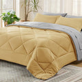 Bedsure Yellow Queen Comforter Set - 7 Pieces Reversible Queen Bed in a Bag Queen Bed Set with Comforters, Sheets, Pillowcases & Shams, Queen Bedding Sets