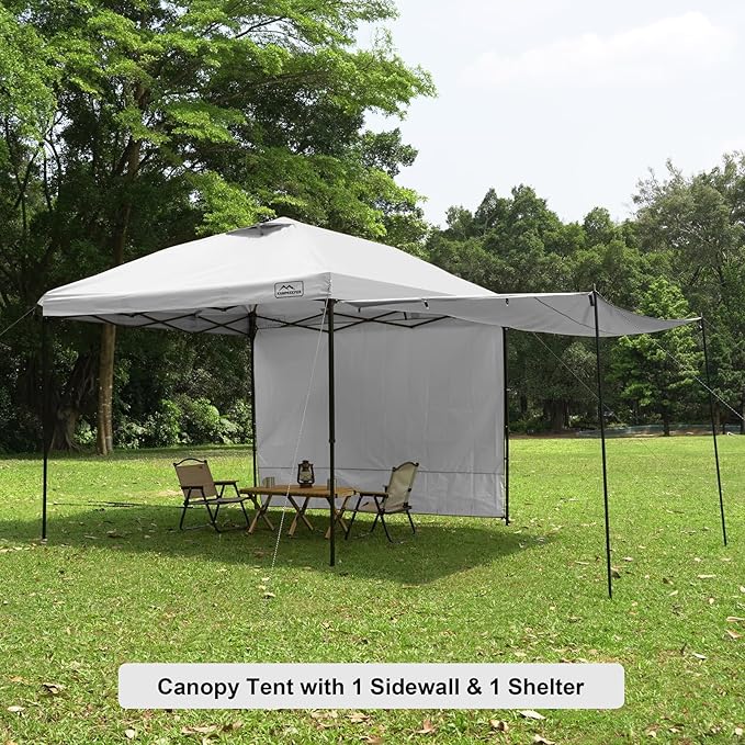 KAMPKEEPER 10x10 Easy Pop Up Canopy Tent with Sidewalls, Instant Outdoor Shade Shelter with Removable 10FT Sun Walls, Quick Setup Waterproof and UV-Resistant for Patio (White, 2 sidewall)