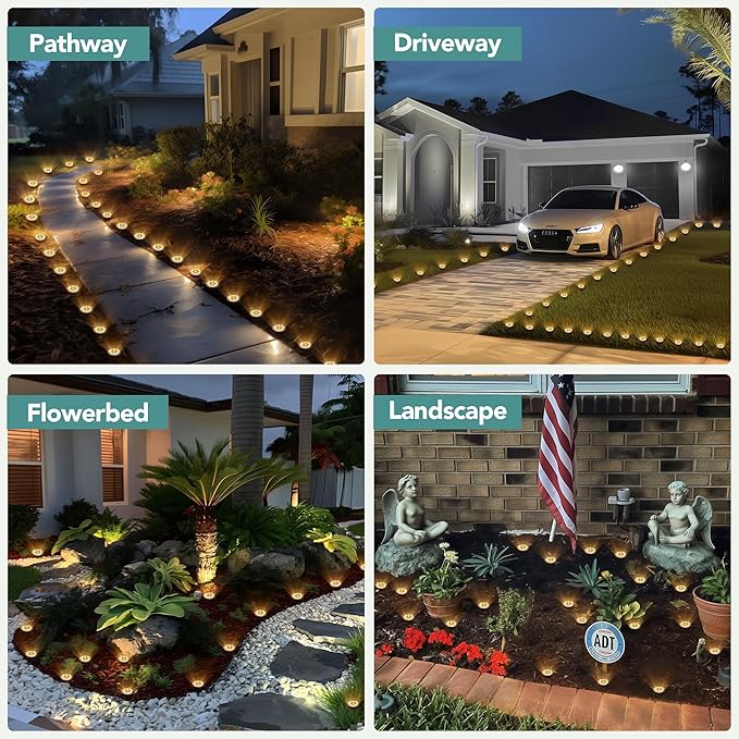 SOLPEX Mini Solar Ground Lights, 10 Pack Solar Lights Outdoor Waterproof, Pathway Lights Solar Powered, Solar Garden Lights, Landscape Lighting for Yard Driveway Walkway (Warm White)