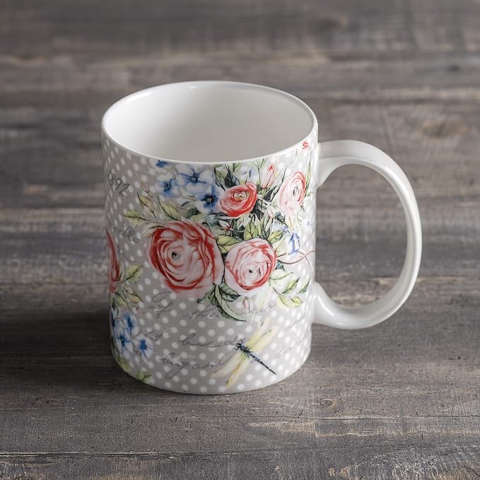 Maison d' Hermine Coffee Mug with Handles Tea Cups (12 Ounce, Pack of 1) | Fine Bone China Coffee Mugs for Hot Beverages Cappuccino Latte Home Restaurant Hotel Spring Summer -Champ De Mars - Dotty