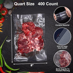 AENTGIU 400 Vacuum Sealer Storage Bags, 8x12 Inch Seal a Meal Bags, BPA Free Quart Bags, Compatible with All Heat Vacuum Sealers Machine, Heavy Duty, Great for vac storage, Meal Prep or Sous Vide